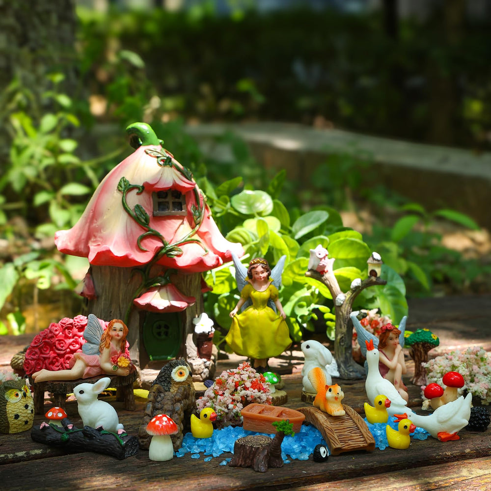 HIYZI lifestyle fairy garden display in planter showing creative finished look
