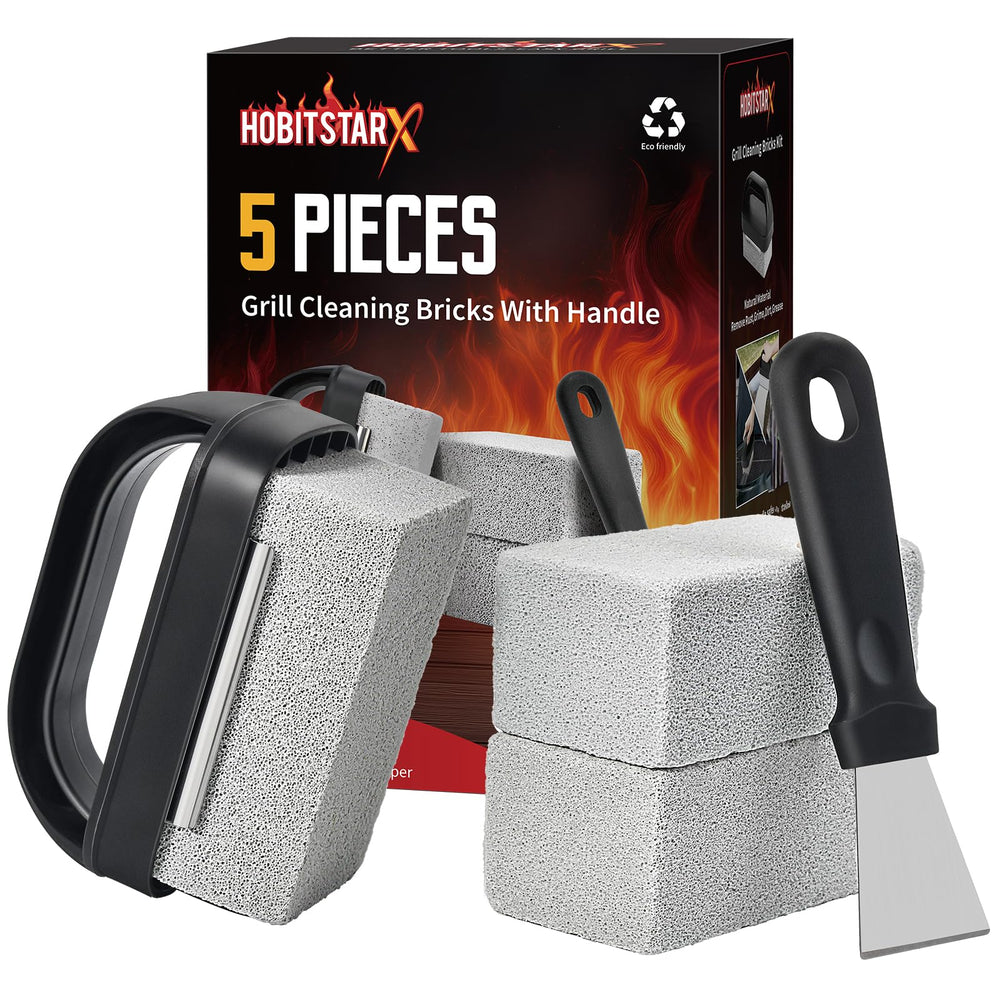 HOBITSTARX front packaging showing full griddle cleaning kit benefits