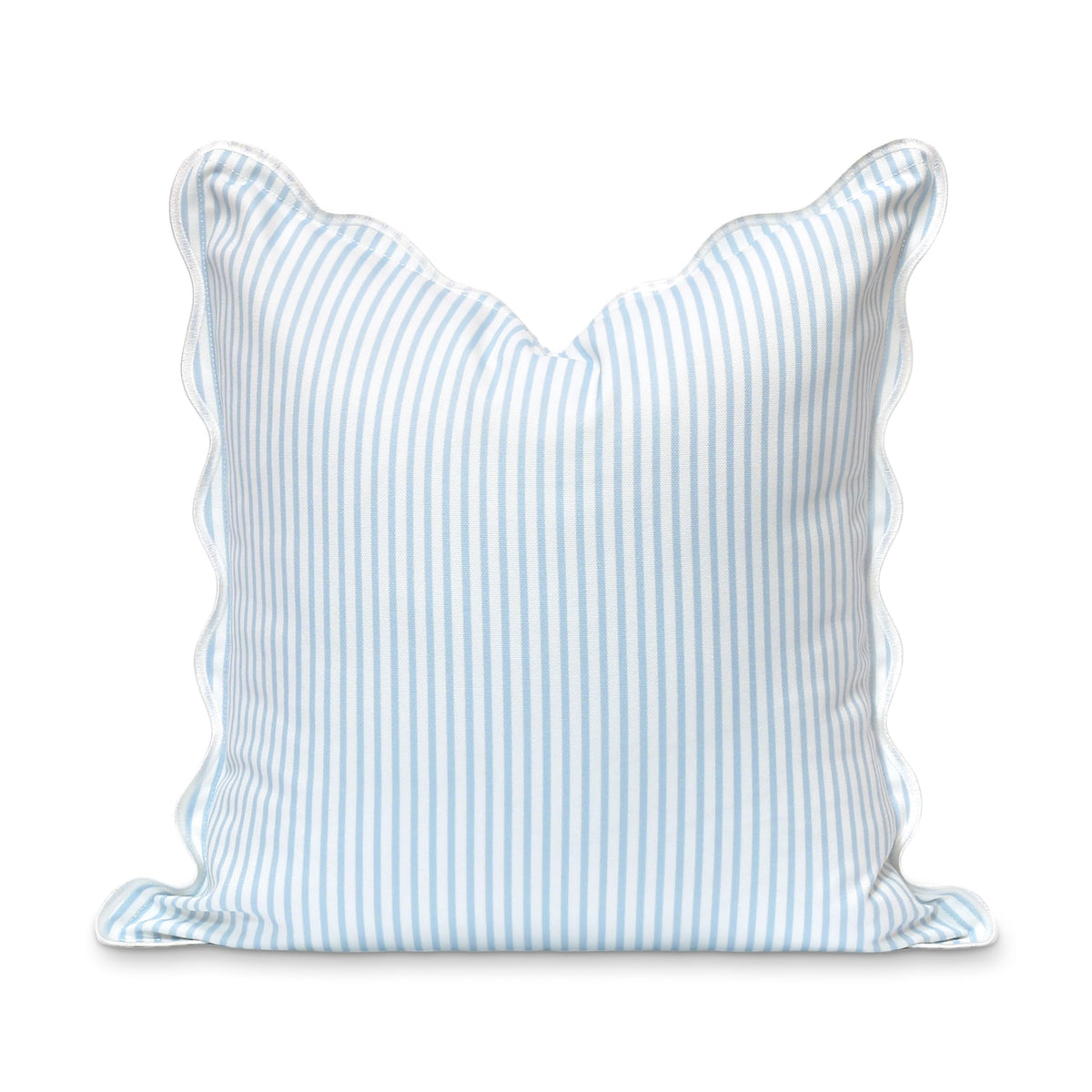 Hofdeco Premium front view showing baby blue stripes and scalloped edge for coastal style