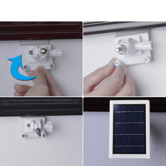HOLACA mounted with Ring solar panel beside camera demonstrating hands-free charging benefit