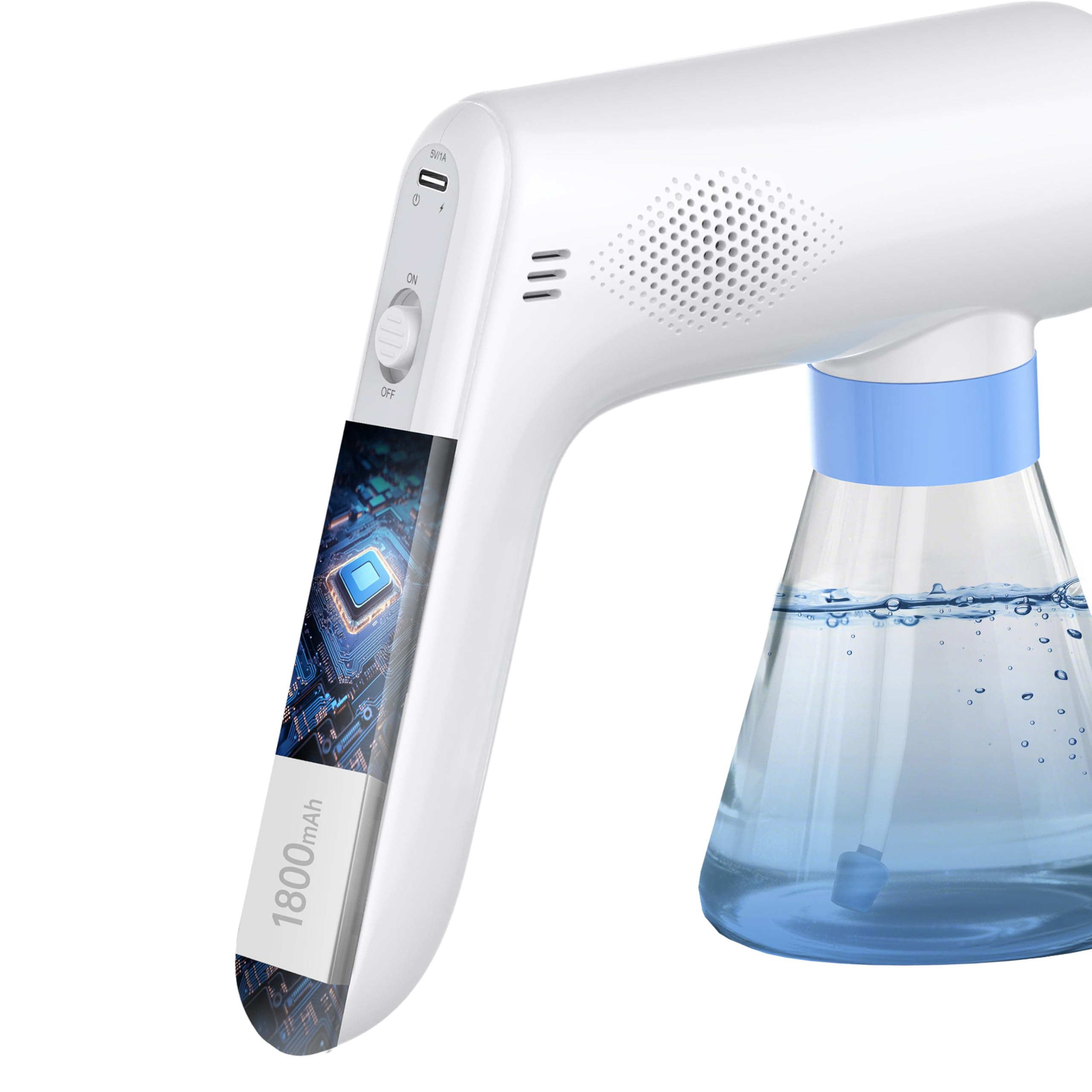 HOLDWELL handheld fogger in hand to show portable size and convenience