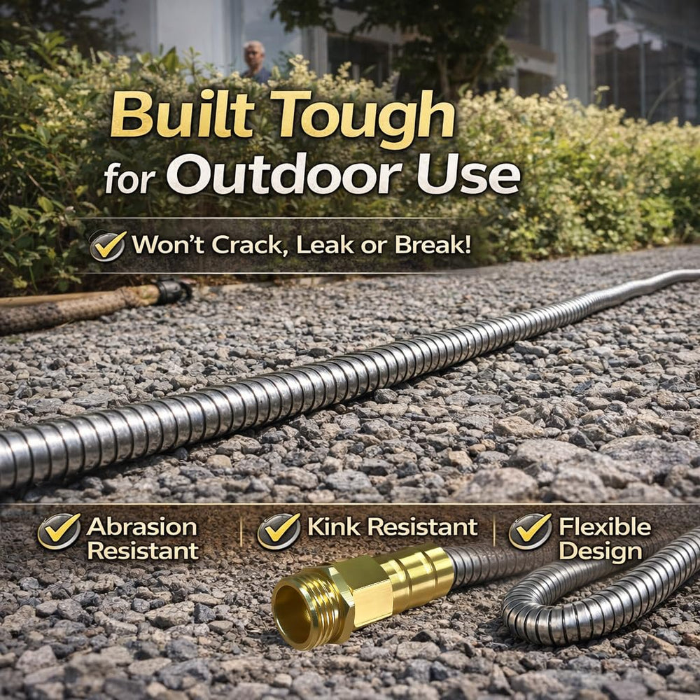 Holldoor neatly coiled 15 ft hose on a hook for space-saving storage