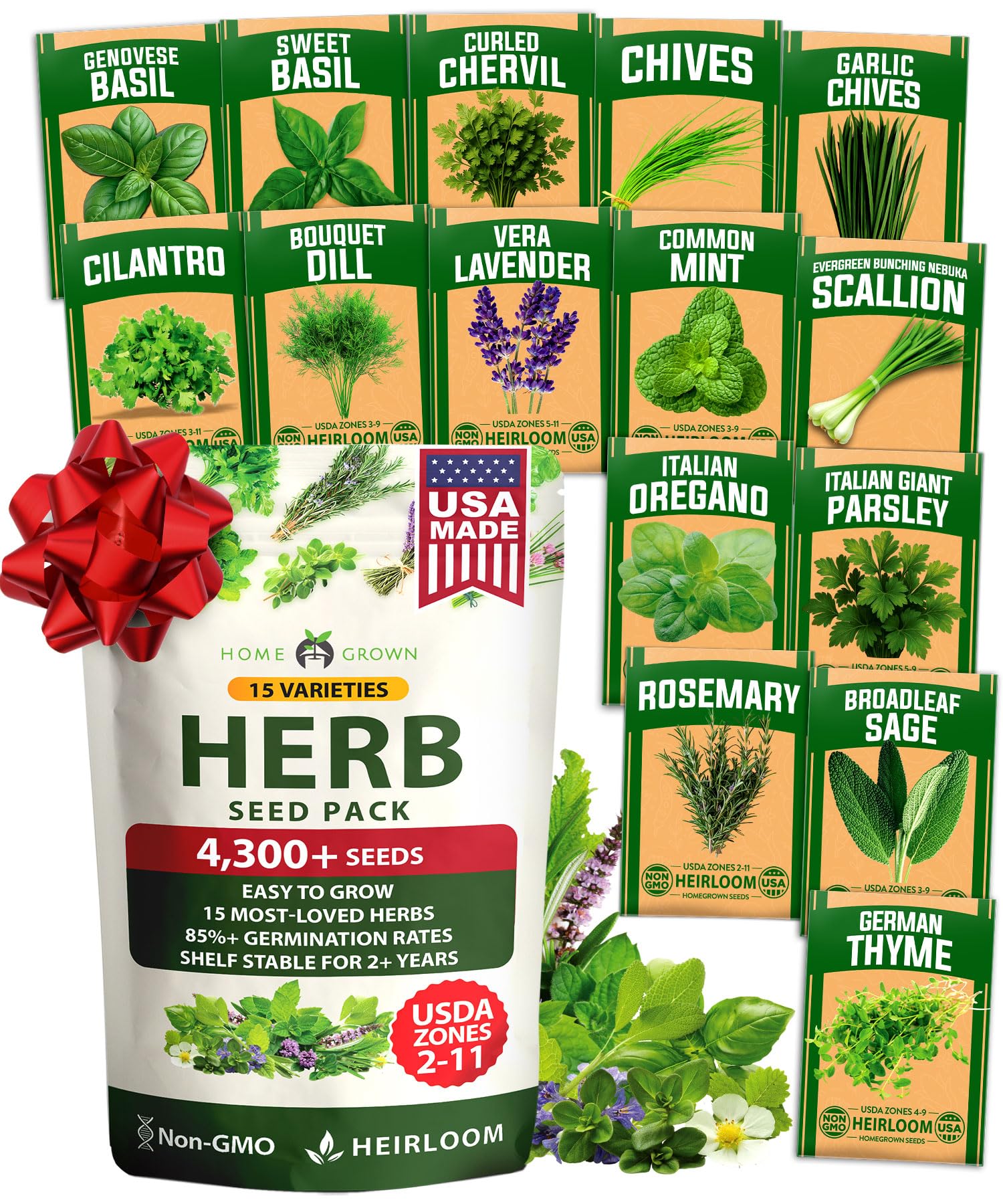HOME GROWN front packaging showing resealable herb seed kit and gift-ready design