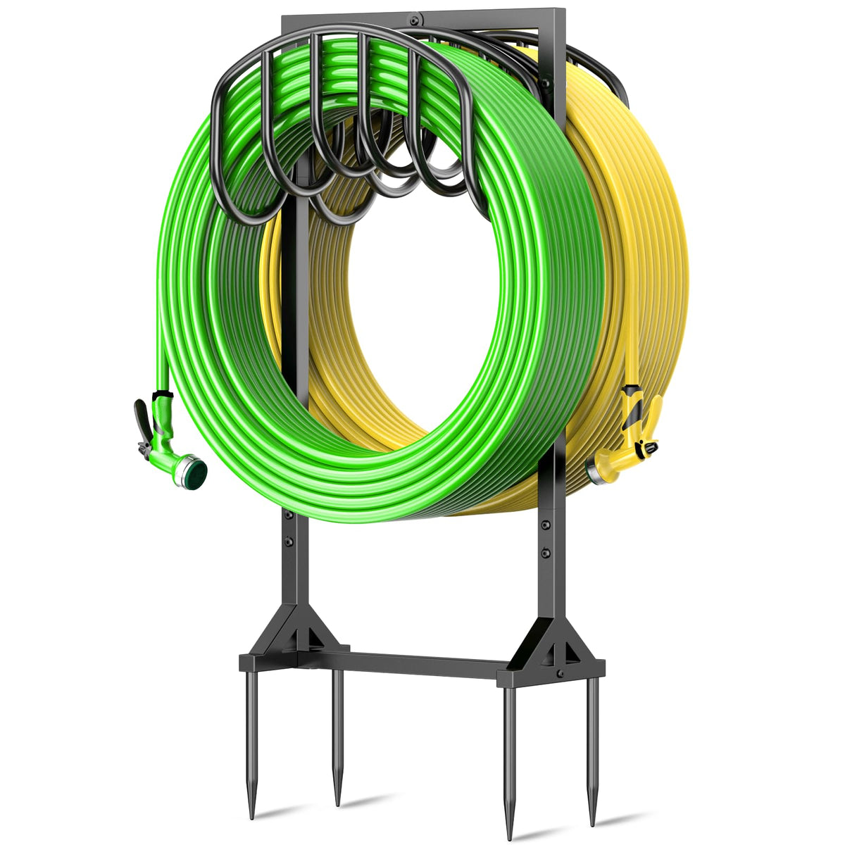 HOMIJIABRO front view showing dual hose storage and tidy organization