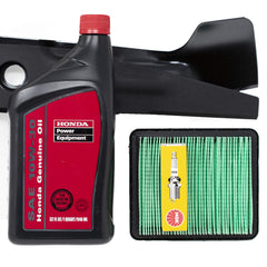 Honda HRX217 tune-up kit front packaging showing all included OEM items benefits reliable maintenance
