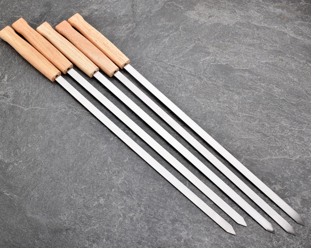 HONSHEN close-up of flat stainless blade for stable kabob cooking