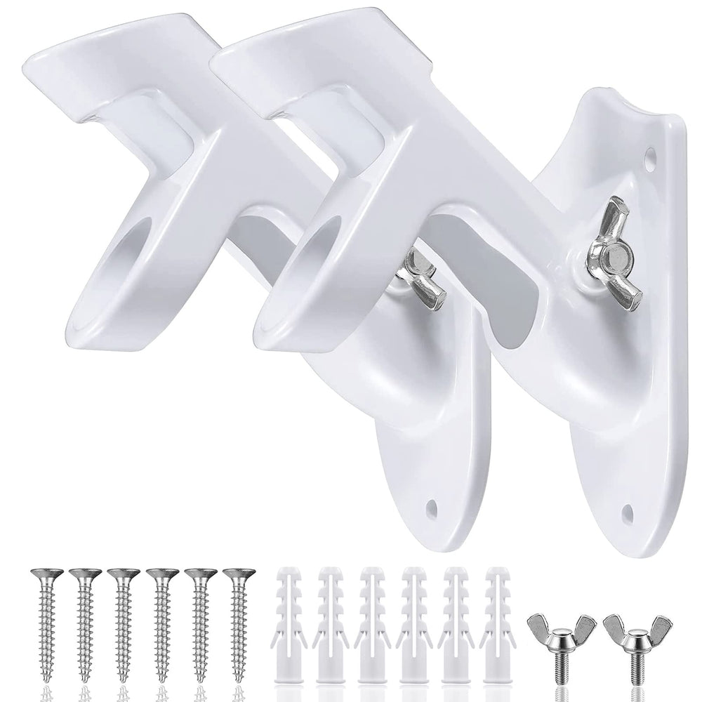 HOOPLE flag pole holder front view showing secure white bracket and clean finish