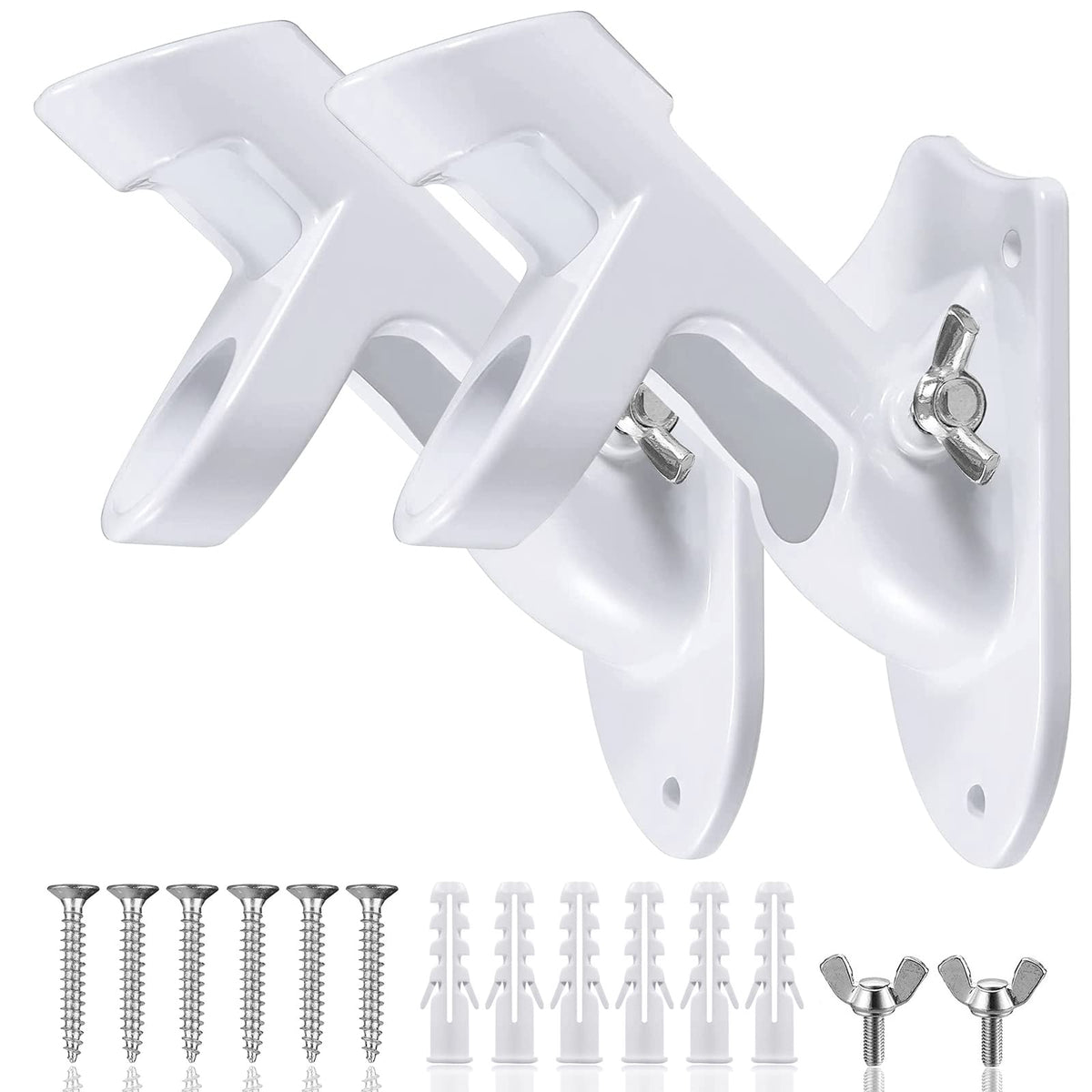 HOOPLE flag pole holder front view showing secure white bracket and clean finish