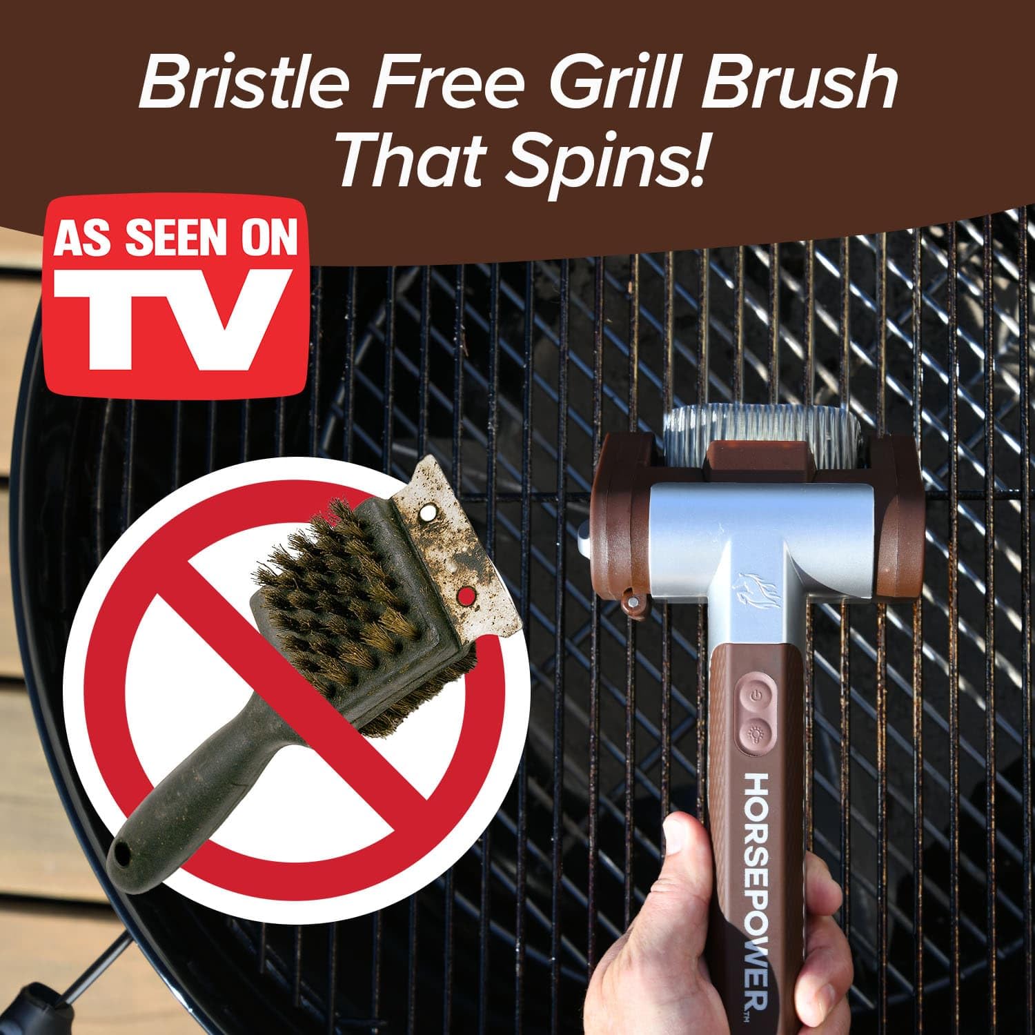 Horsepower Giddy Up Gold in hand cleaning a grate demonstrating quick effortless use
