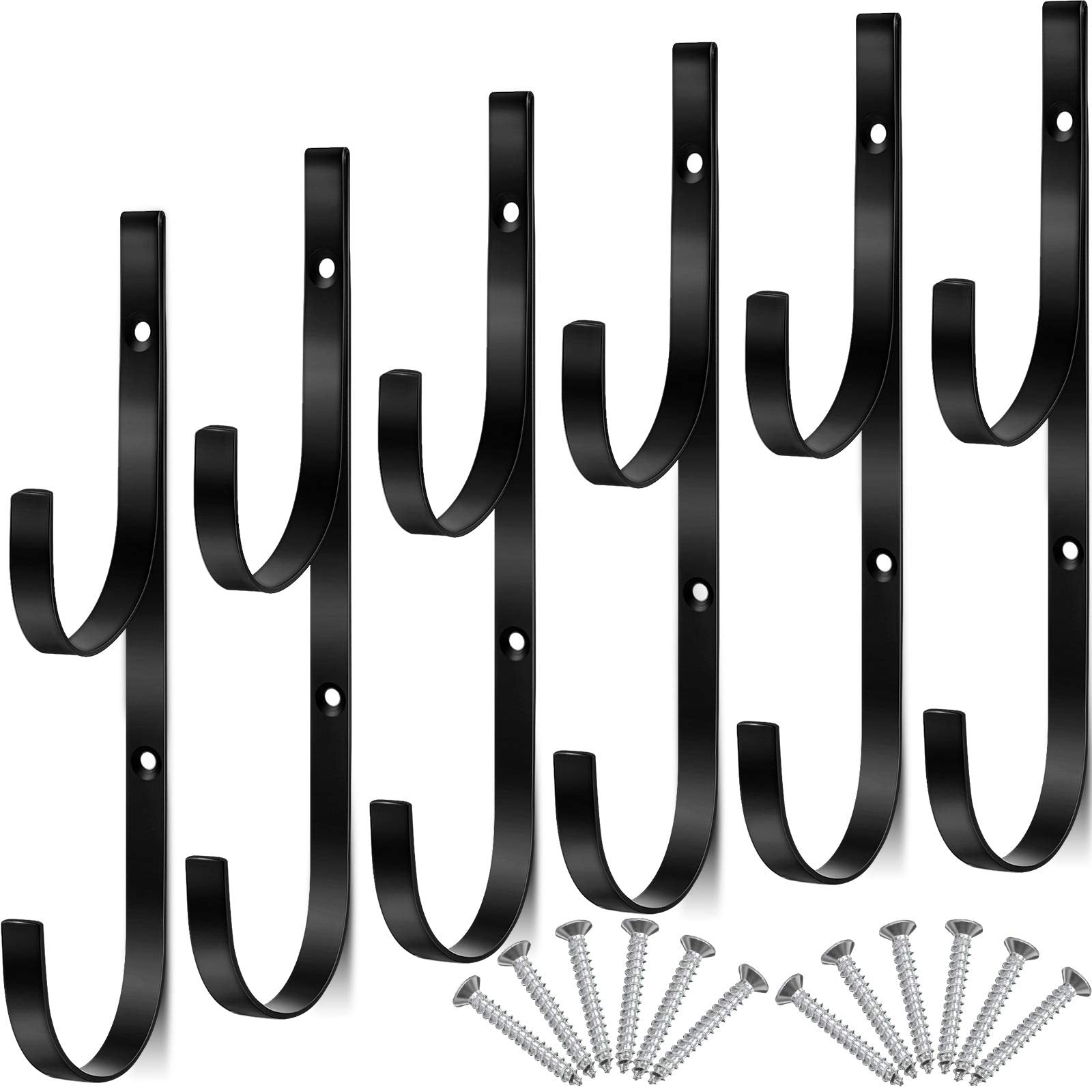 Hotop front view of six black pool pole hooks showing organized storage benefit