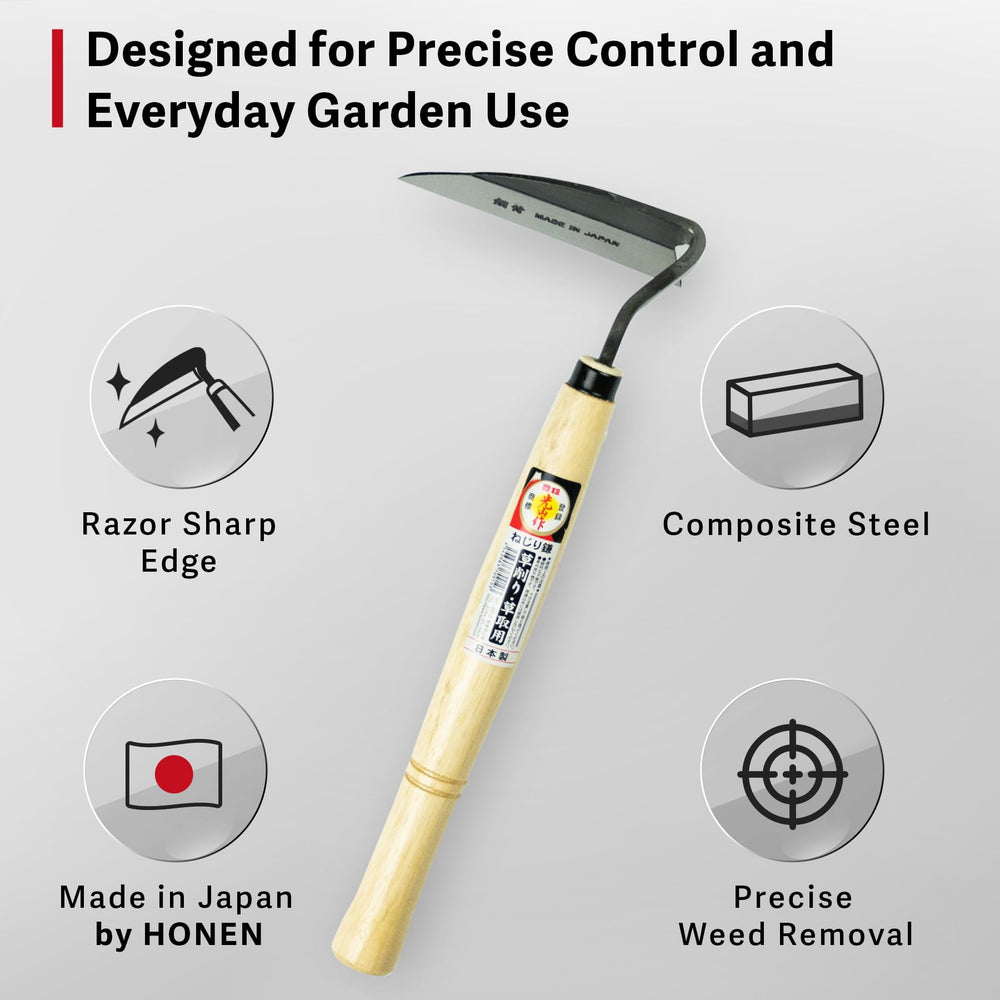 HOUNEN lifestyle shot gardener using sickle delivering accurate edging results