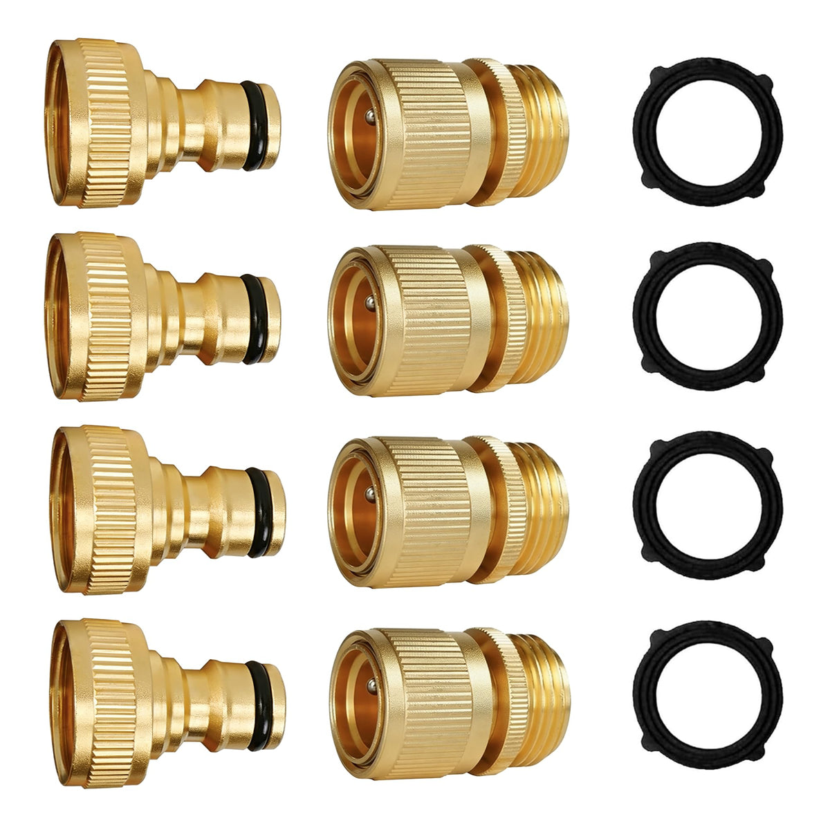 Hourleey front view of assembled male and female connectors showing durable brass benefit