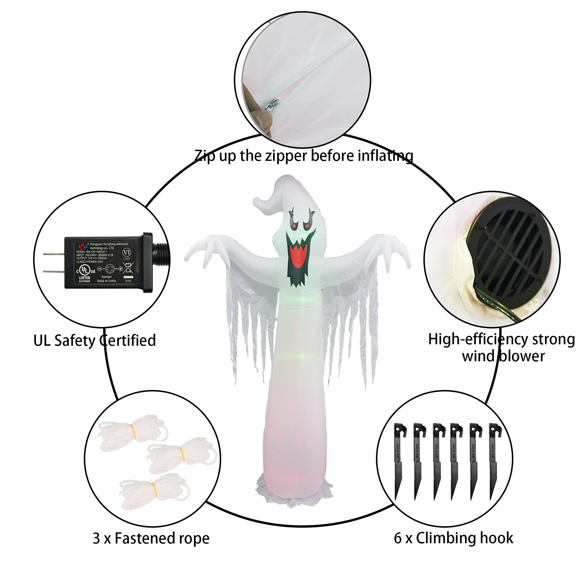 Hourleey ghost LED lights detail revealing internal glow for dramatic effect
