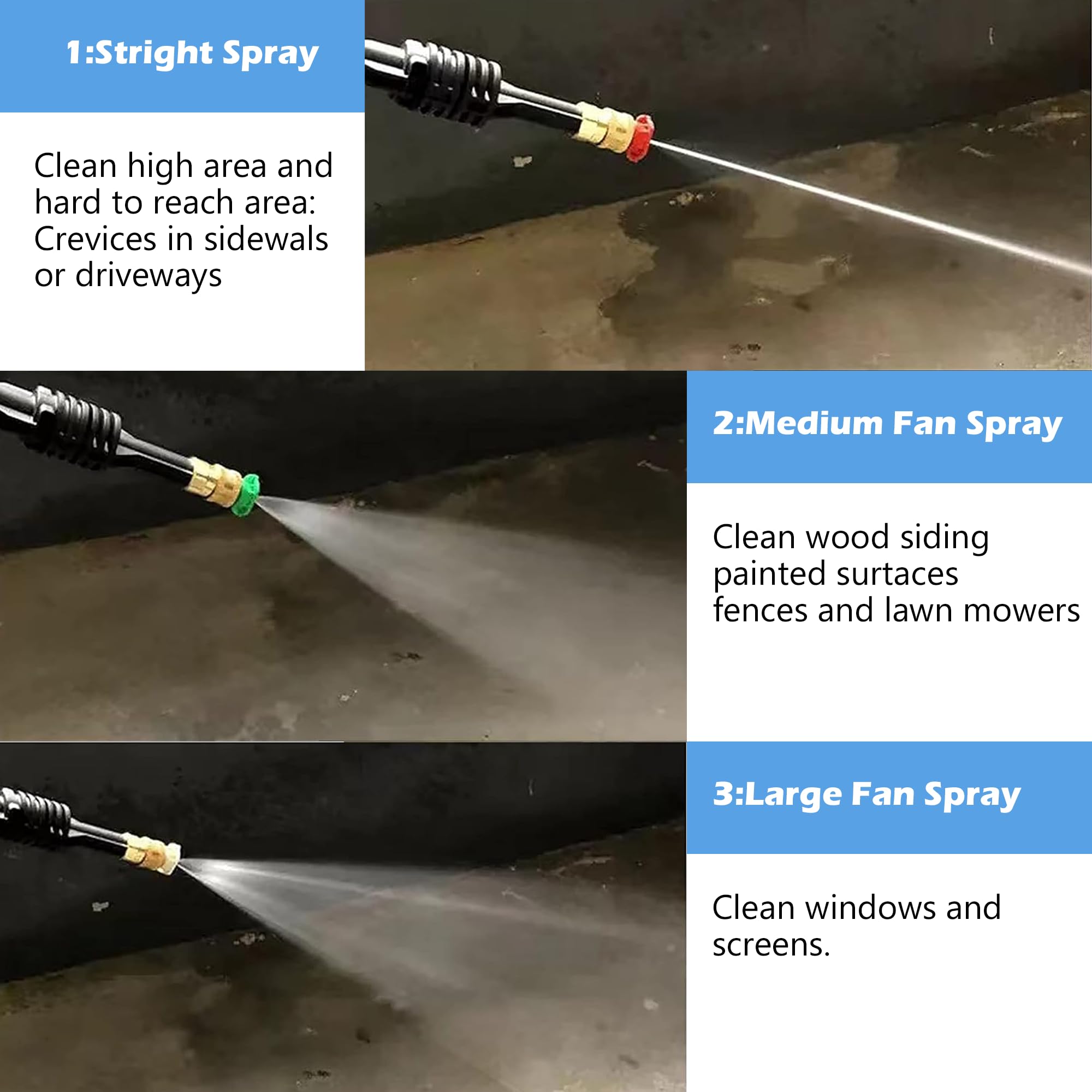 Hourleey nozzle in use cleaning driveway showing powerful targeted spray