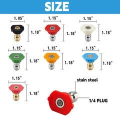 Hourleey nozzles arranged by angle demonstrating spray variety and selection