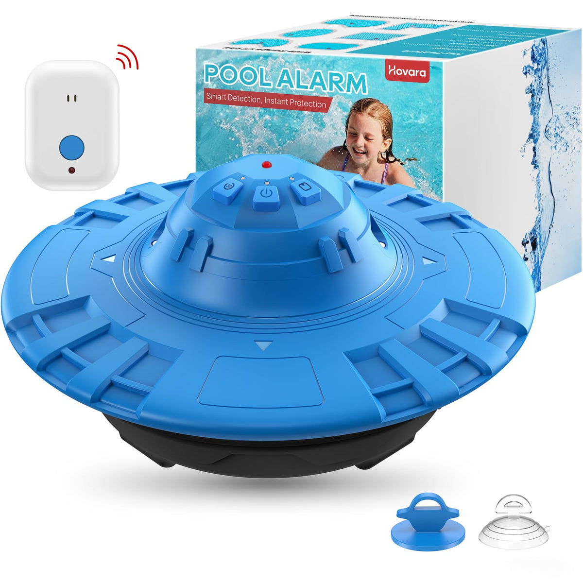 Hovara pool alarm front view showing compact design and visibility benefit