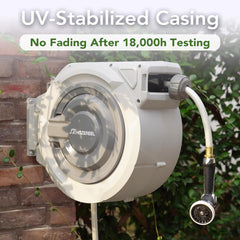 HOZEREEL 10-pattern nozzle displayed for versatile watering options