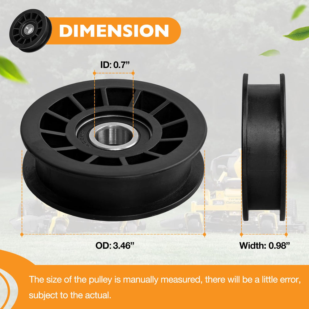 HQPASFY flat idler pulley side profile highlighting shallow groove for flat belts