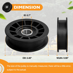 HQPASFY flat idler pulley side profile highlighting shallow groove for flat belts