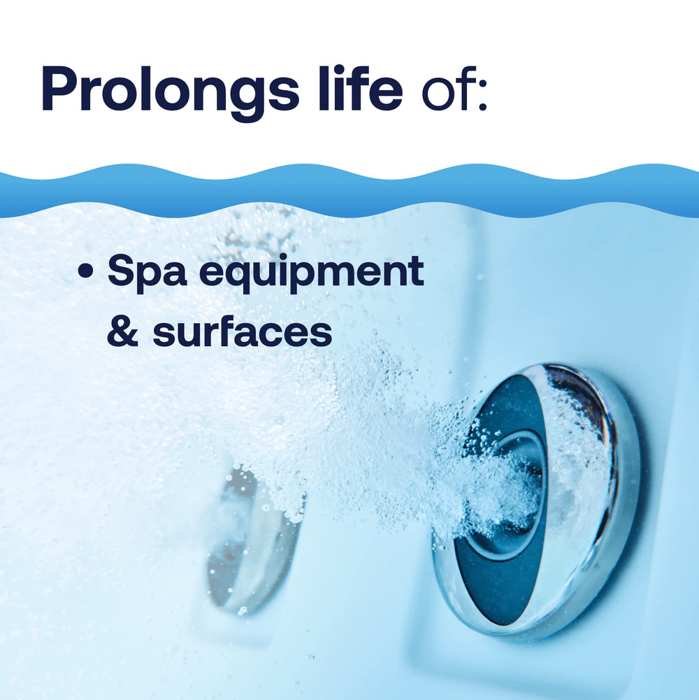 HTH being poured into a spa with circulating water showing easy direct-add usage