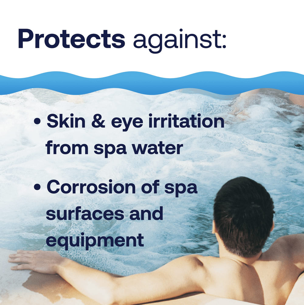 HTH-treated spa water circulating with jets to illustrate improved stability and comfort
