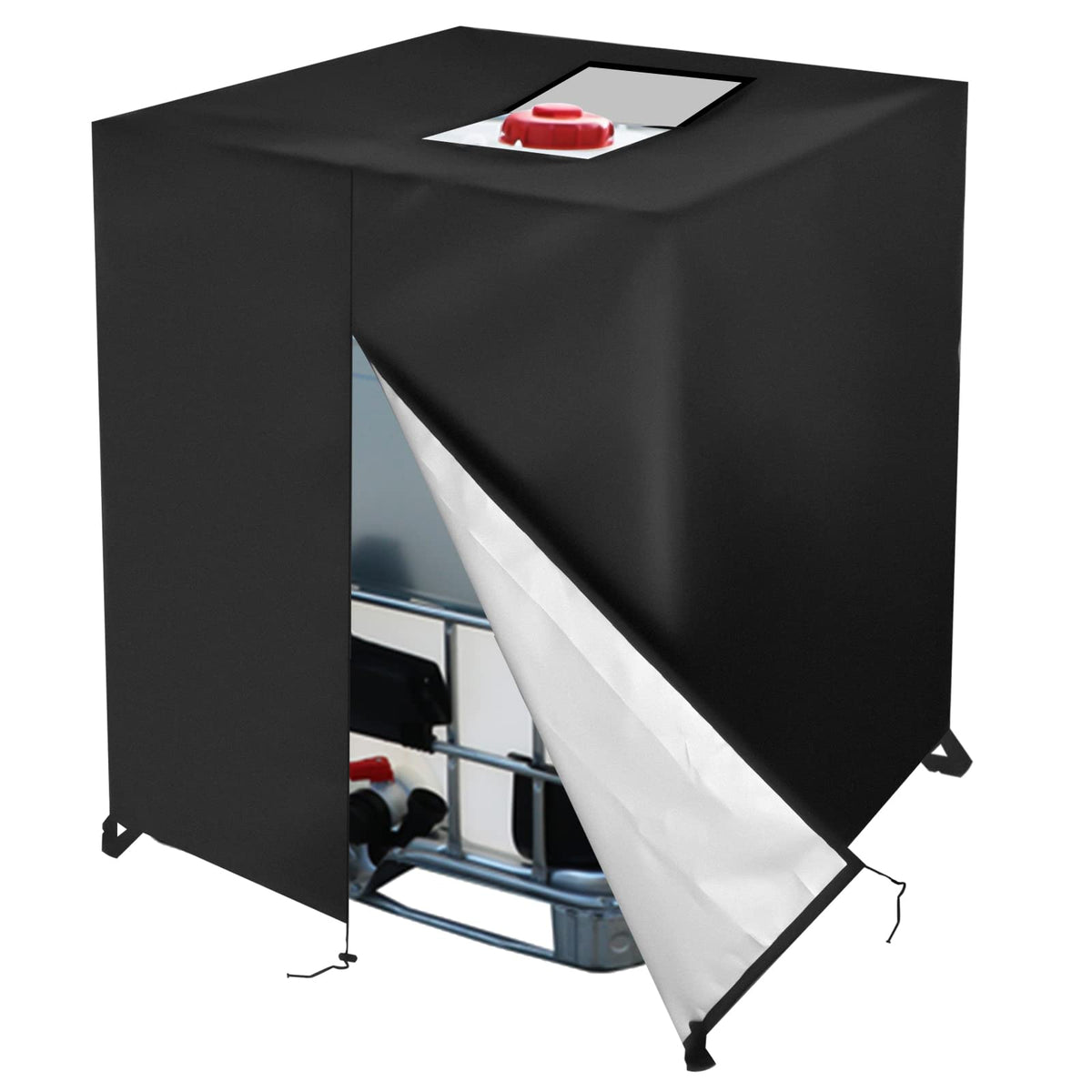 Huapate front view of IBC cover showing full protection benefit