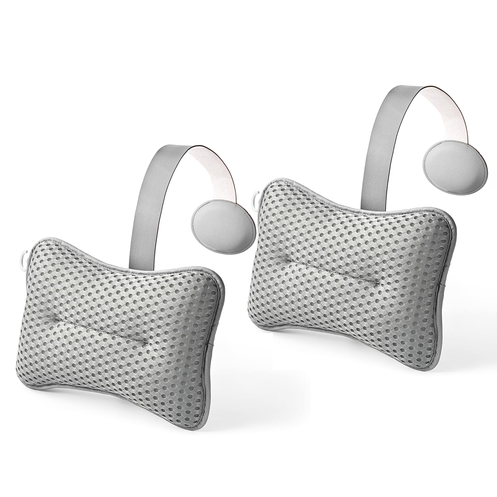 Hugabow front view showing large grey pillow and ergonomic support