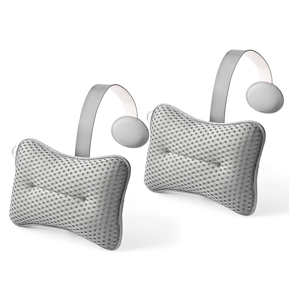 Hugabow front view showing large grey pillow and ergonomic support