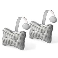 Hugabow front view showing large grey pillow and ergonomic support
