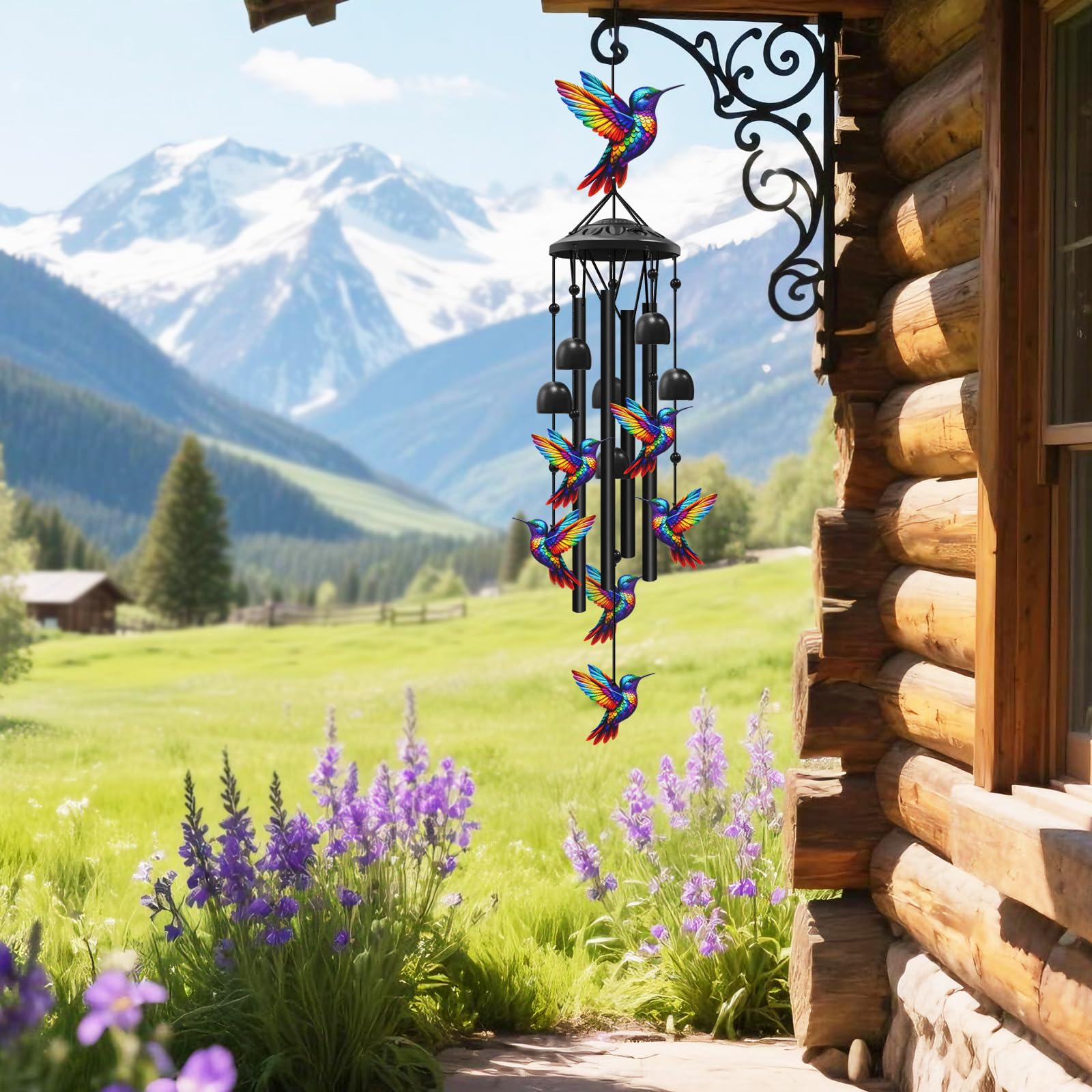 HUVNSOCH wind chime on a porch creating relaxing outdoor ambiance and curb appeal
