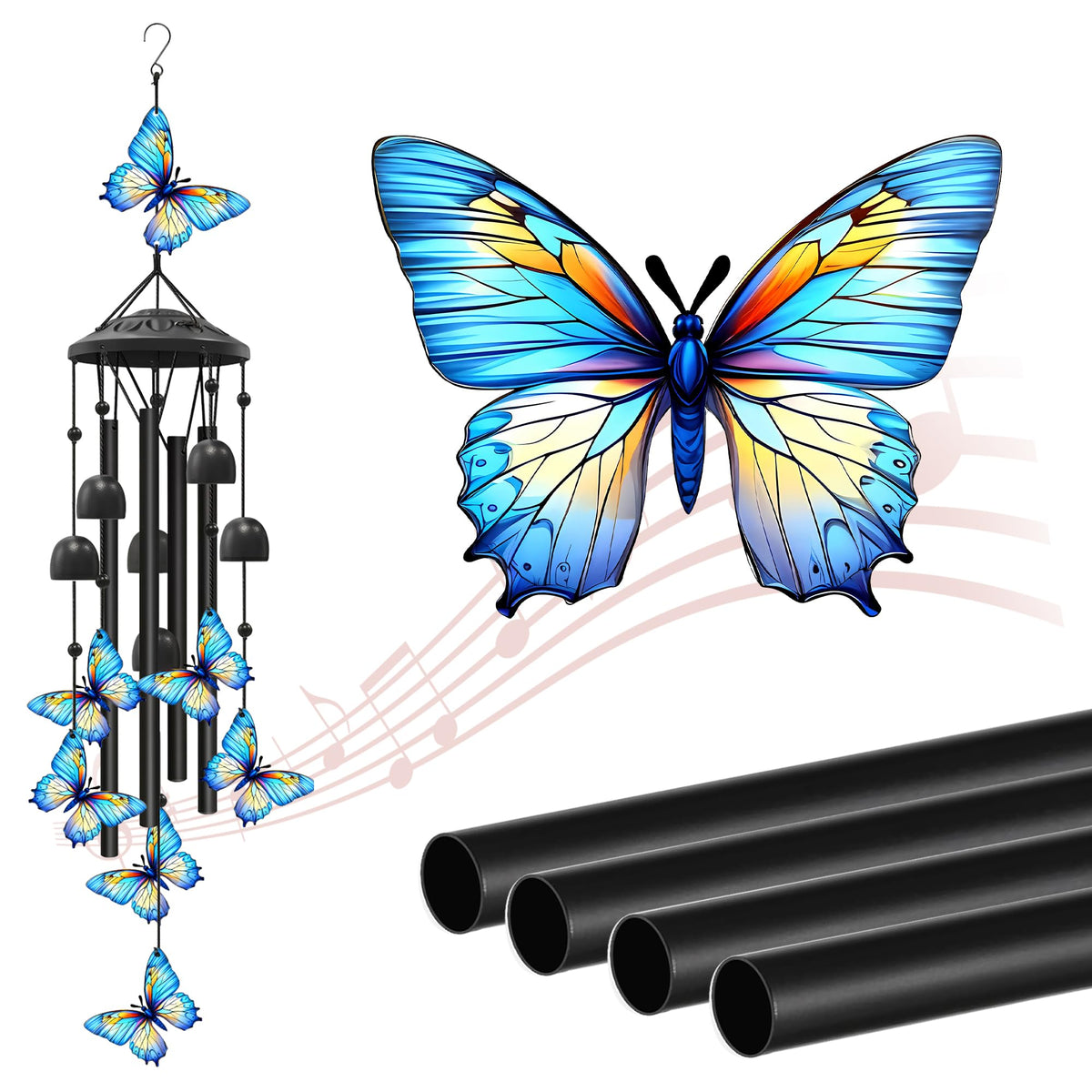 HUVNSOCH front view showing butterflies and hanging beauty