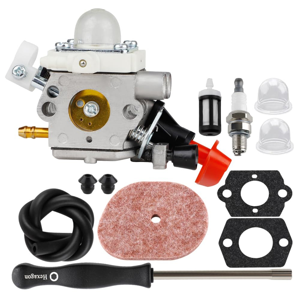 HUZTL FS56RC carburetor front view showing mounting points and inlet benefit reliable fit
