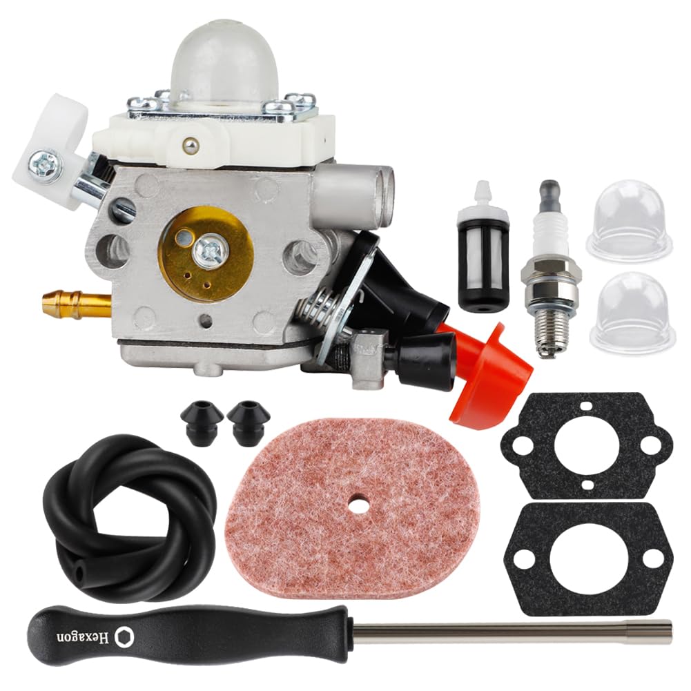 HUZTL FS56RC carburetor front view showing mounting points and inlet benefit reliable fit