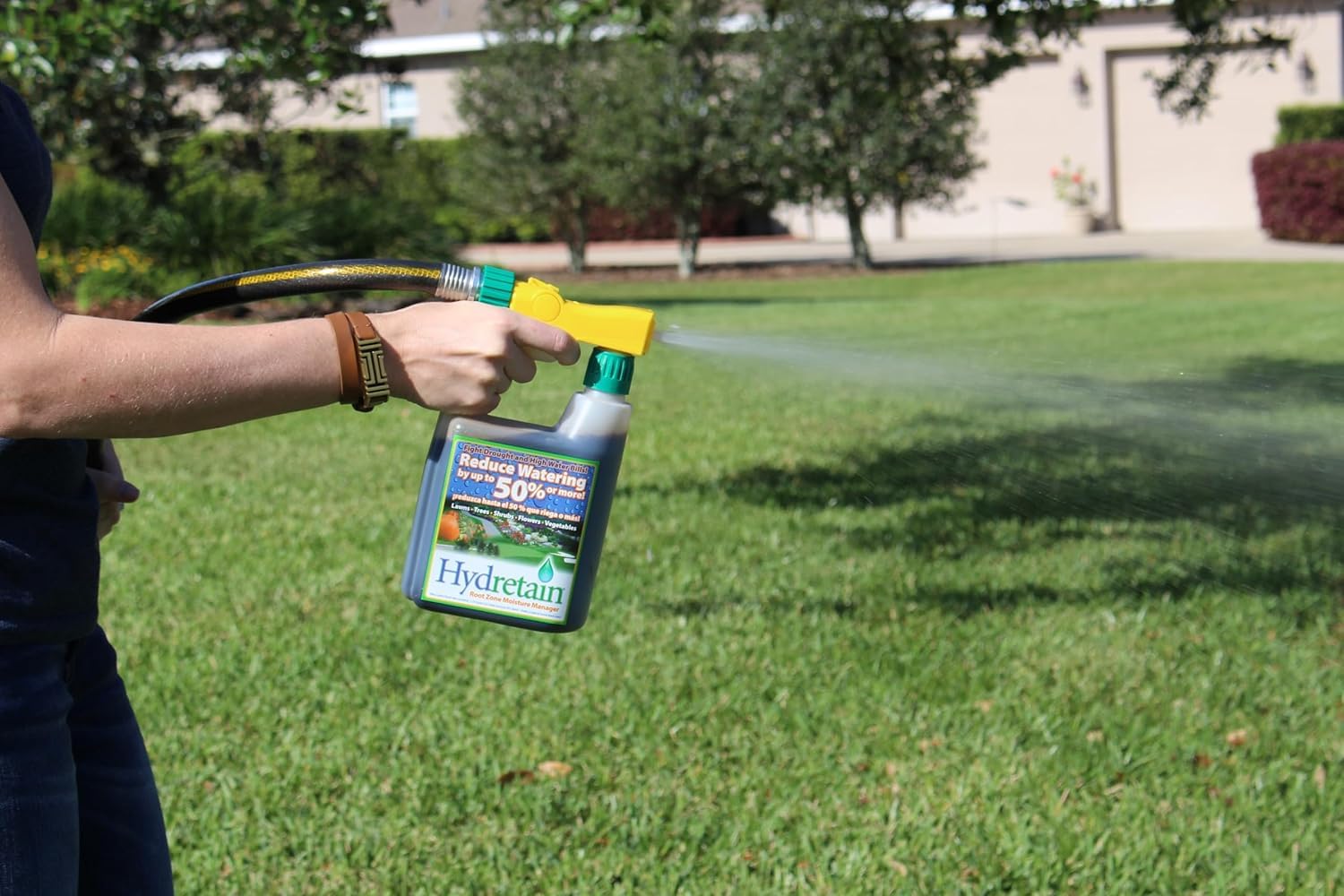 Hydretain product label close-up highlighting application instructions and compatibility