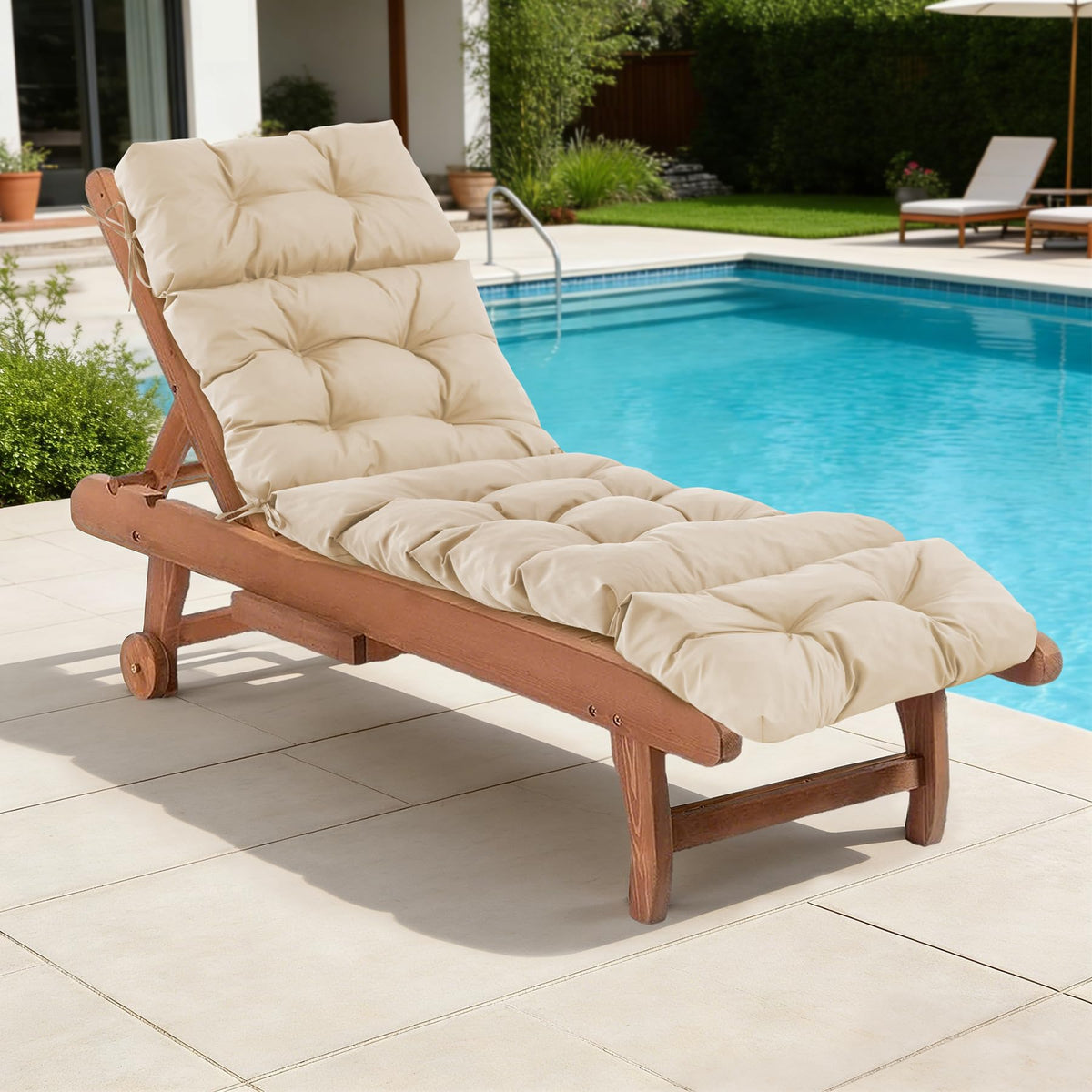 IASEAHK front view of beige chaise cushion showing full coverage and neat seams for comfort