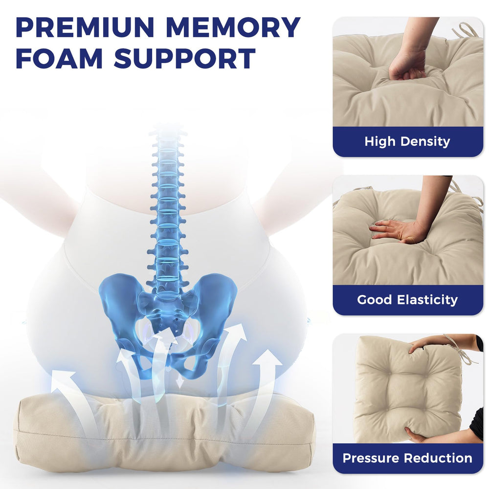 IASEAHK cushion placed on wicker chair demonstrating improved seating comfort