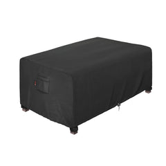 iBirdie front view cover protecting rectangular fire pit, keeps equipment clean
