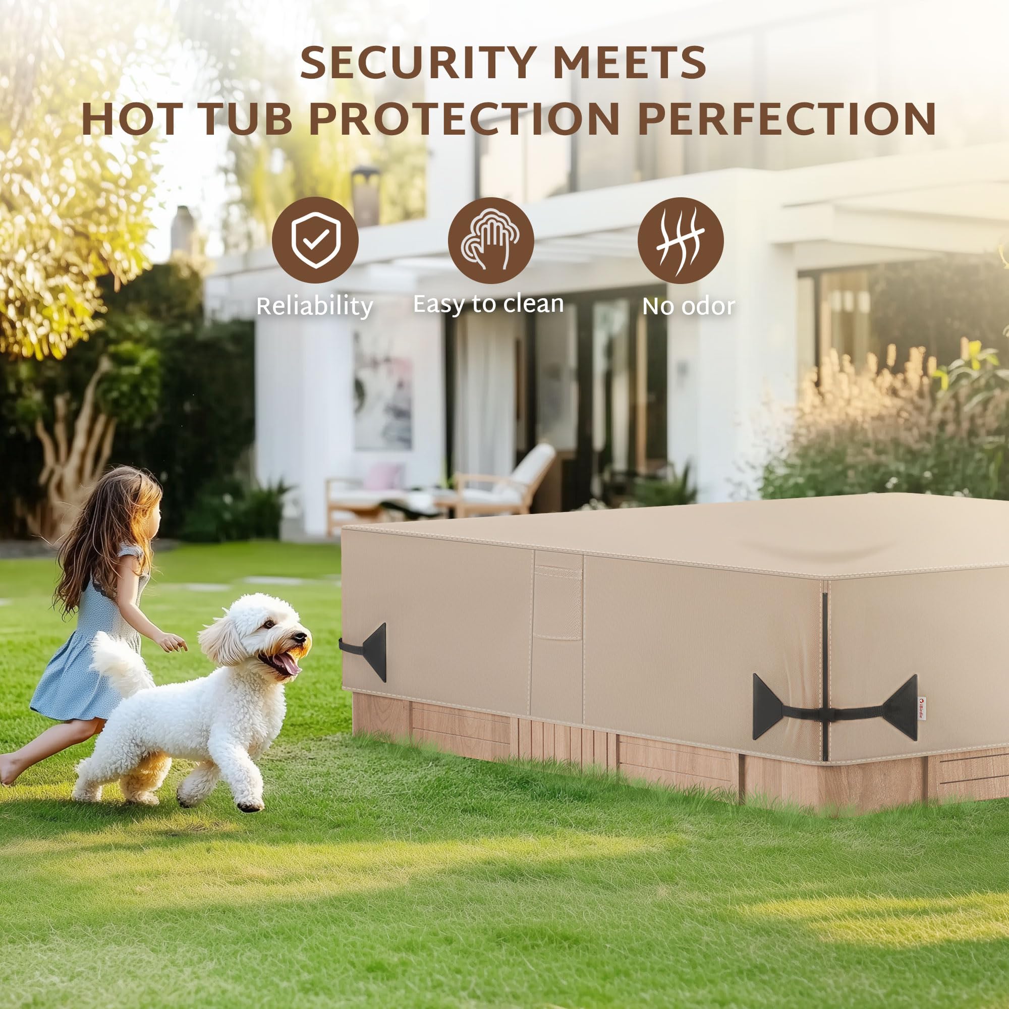 iBirdie folded cover in storage showing compactness and easy seasonal storage