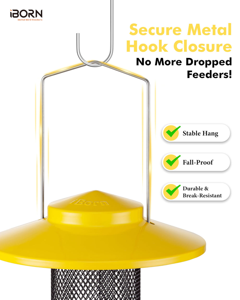 iBorn feeder bottom tray with wing nut lock keeping seed spill-proof and tidy