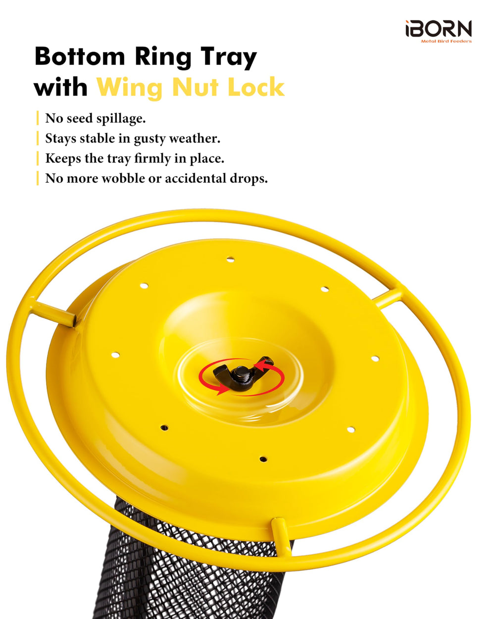 iBorn feeder sturdy metal hook attachment that prevents swinging in wind