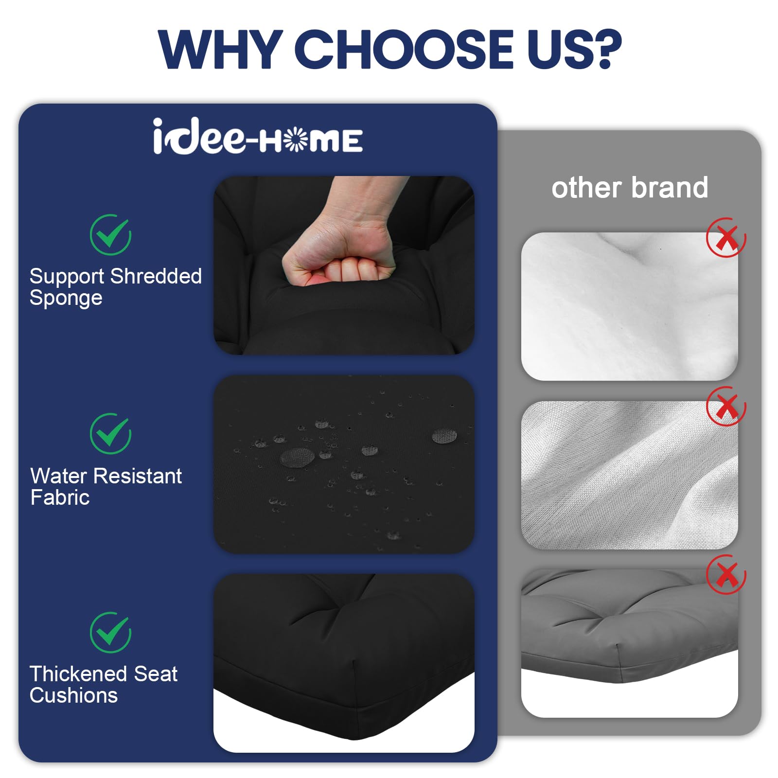 idee-home shredded-foam interior closeup showing responsive comfort