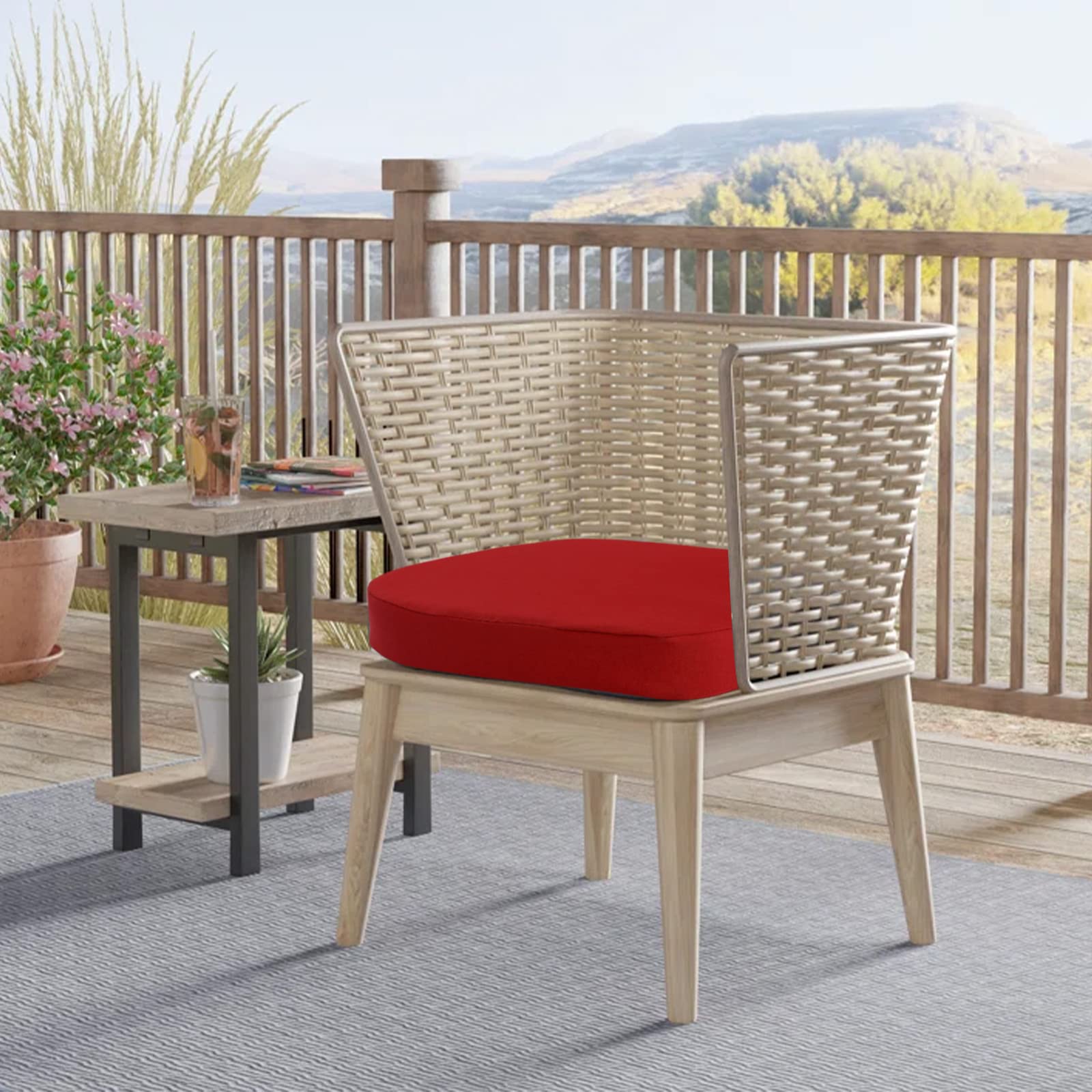 idee-home hand holding cushion to show 17x17 size for easy portability and fit
