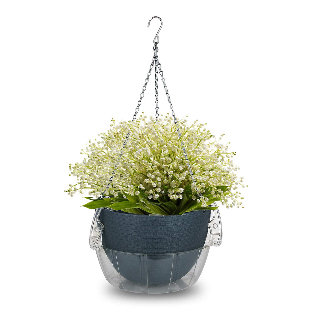 Idyllize hanging basket lifestyle image showing neat balcony protection