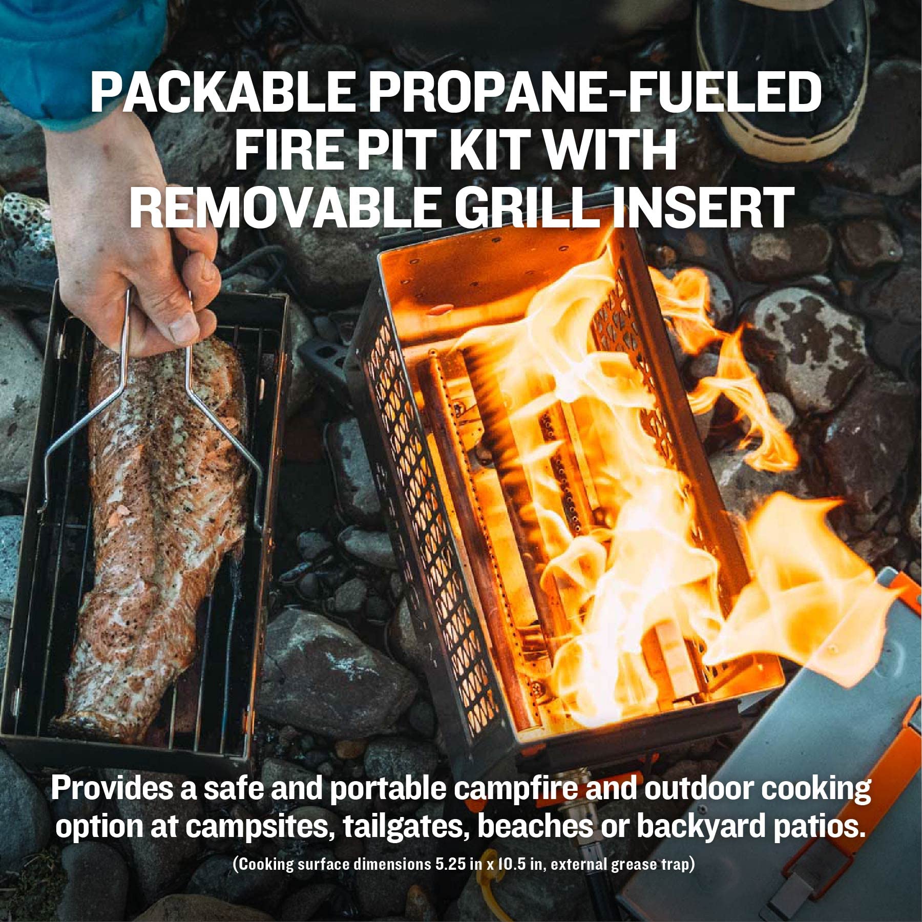 Ignik FireCan Deluxe mesh sides close-up showing flame visibility and heat transfer