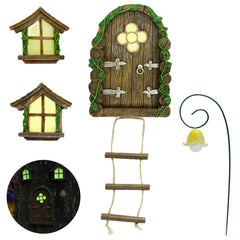 IMOFEE fairy door front view adding whimsical charm to a tree