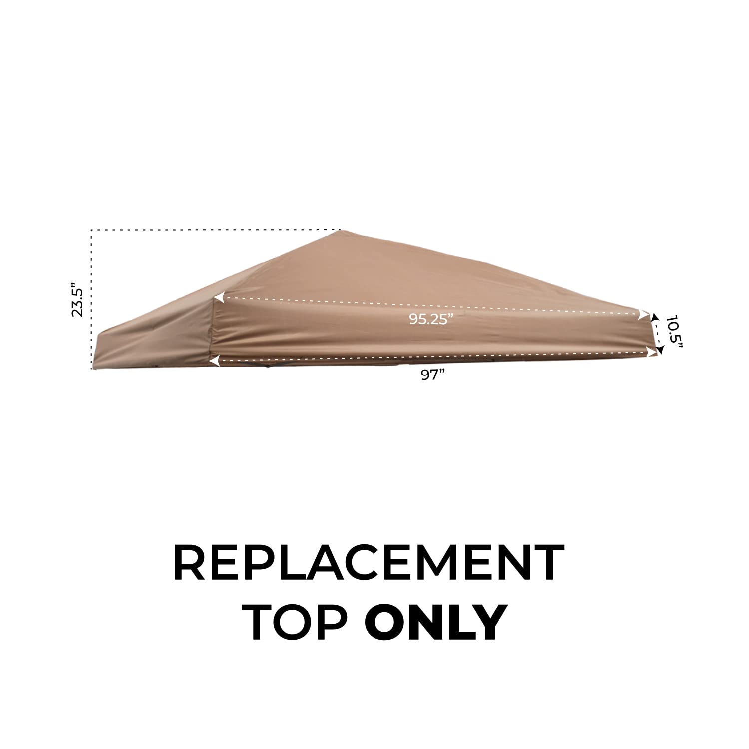 IMPACT replacement top installed on slant leg frame, restores weather resistance and shade