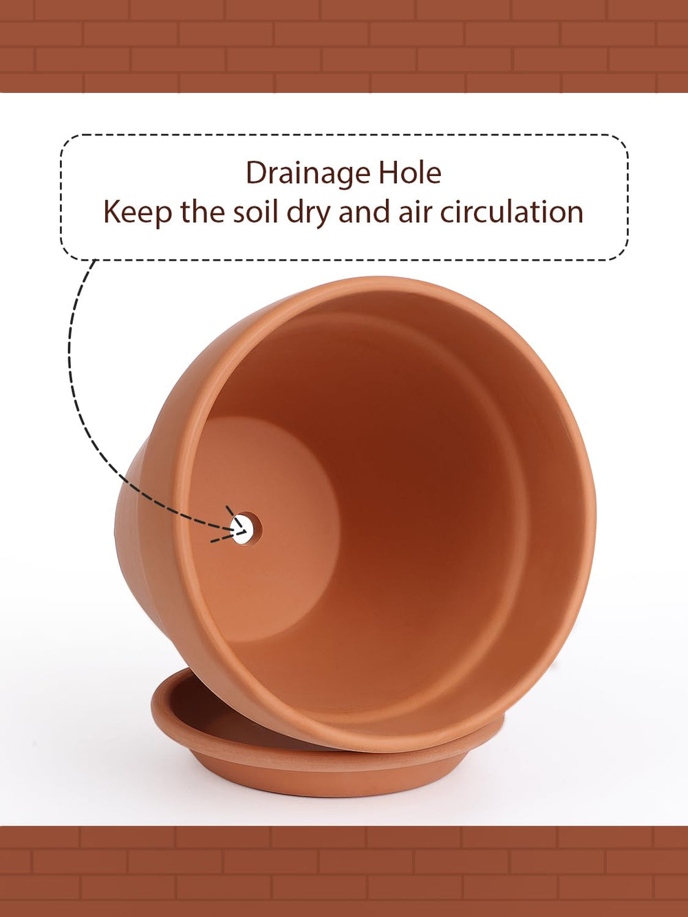 INGOFIN pot with matching saucer detail protecting surfaces and catching runoff