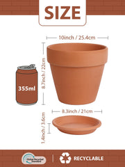 INGOFIN terracotta pot side profile highlighting sturdy clay wall and size