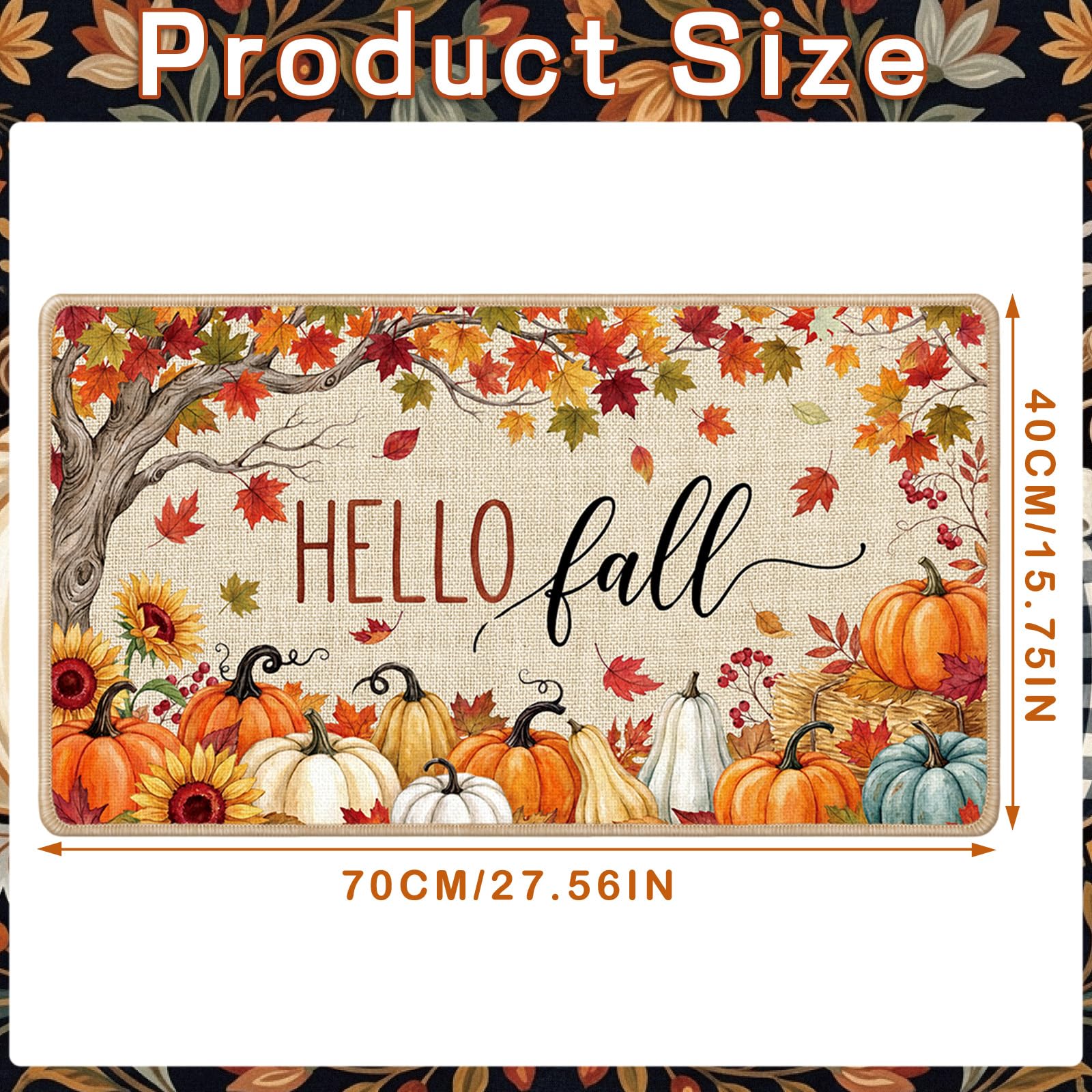 InIsaJace close-up of maple leaf and pumpkin print showing texture and color