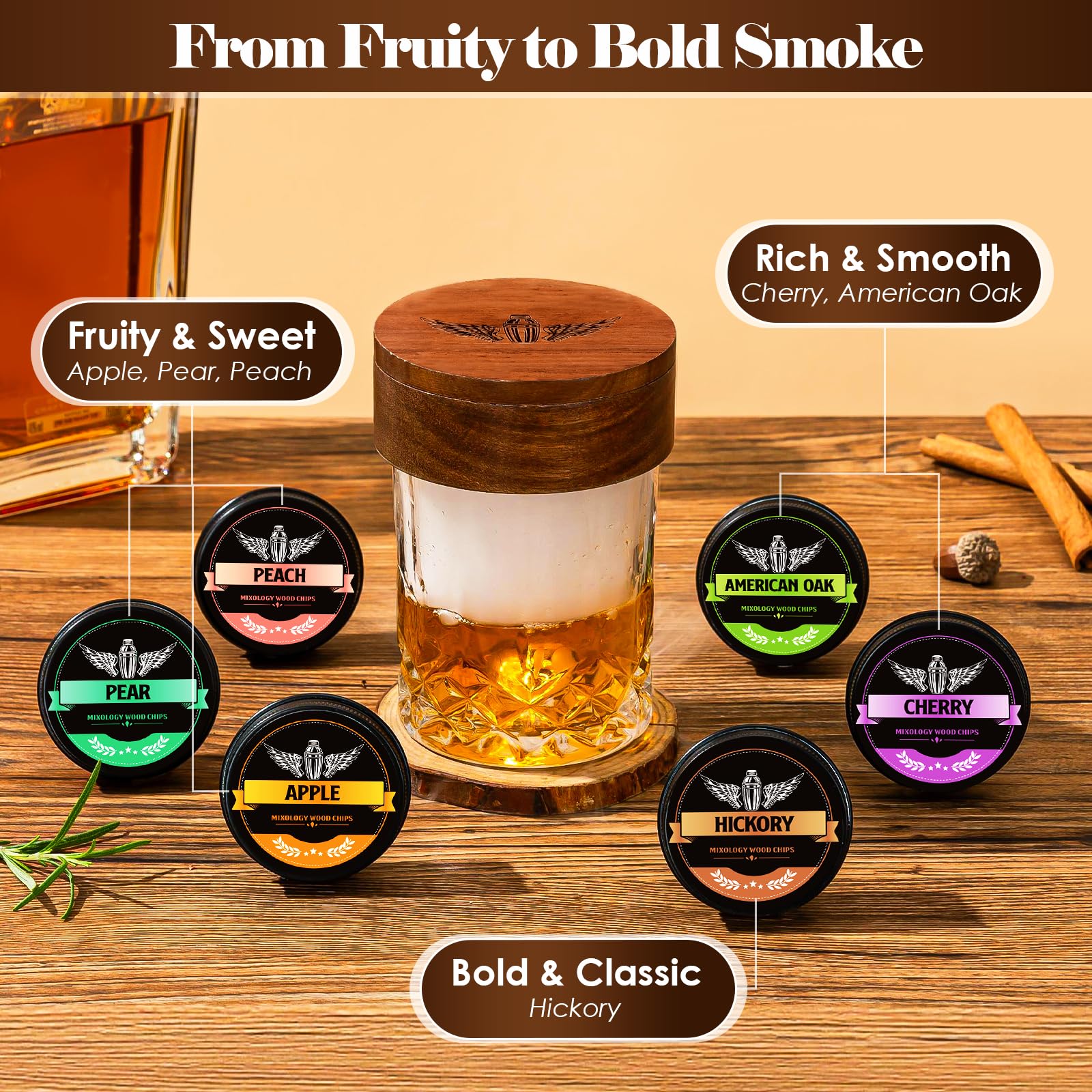 INSISART chips creating smoke over cocktail to add aroma and depth